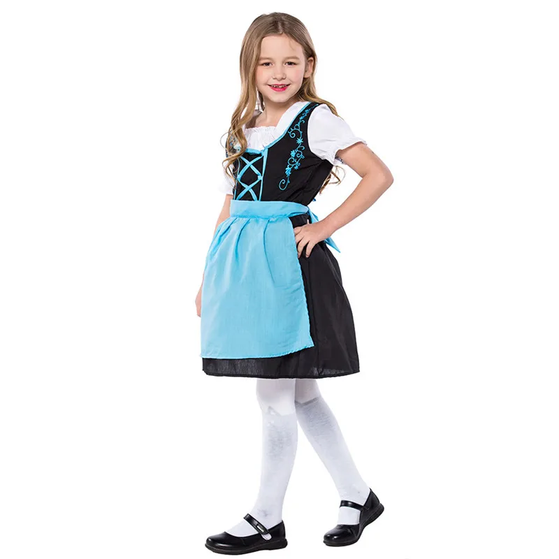 S-XL Kids Halloween Alice Costumes For Girls Oktoberfest Maid Cosplays Children's day Carnival Purim Festival parade party dress |