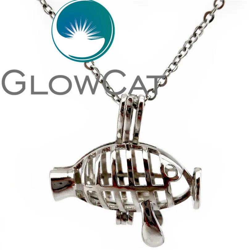 GLOWCAT KK688 серебро косичка рыбы бусины клетка медальон кулон Духи диффузор для
