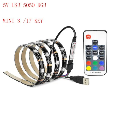 Usb СВЕТОДИОДНЫЙ светильник s 5 12 24 V Вольт Rgb Usb Rf пульт дистанционного управления 5v 12v 24v Usb светодиодный светильник 3 11 17 24 ключ дистанционного управления беспроводной