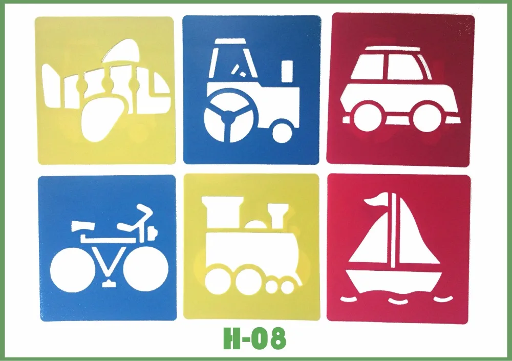 Трафареты 6 шт./лот в виде самолета и автомобиля пластиковые трафареты для