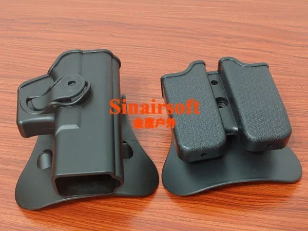 Tactifans полимерный Пистолеты кобура для Glock 17 19 23 25 28 32-для правой руки Gen 4 совместимость и двойной подсумок для магазинов 9: 40; Цвета: чёрный