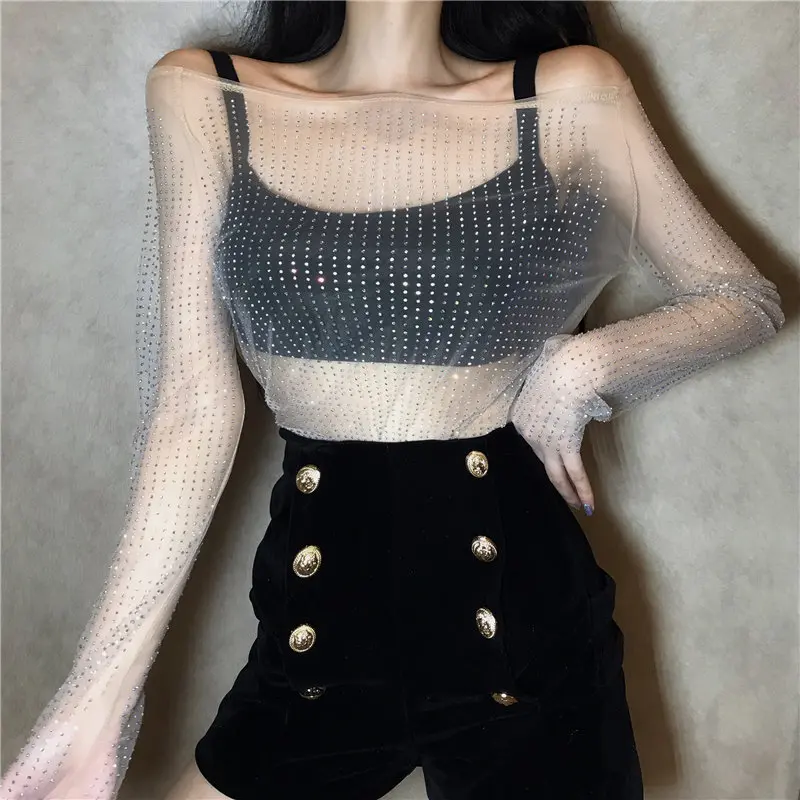Hzirip Appliques Mesh Lace Fresh Female Slash Neck High Quality Casual Sweet Solid Loose Free Simple All-Match Shirts 2 Colors | Женская