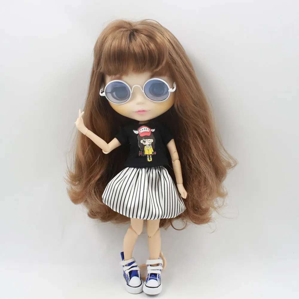 Костюм для куклы Blyth простой костюм черная рубашка и Полосатая юбка-баллон