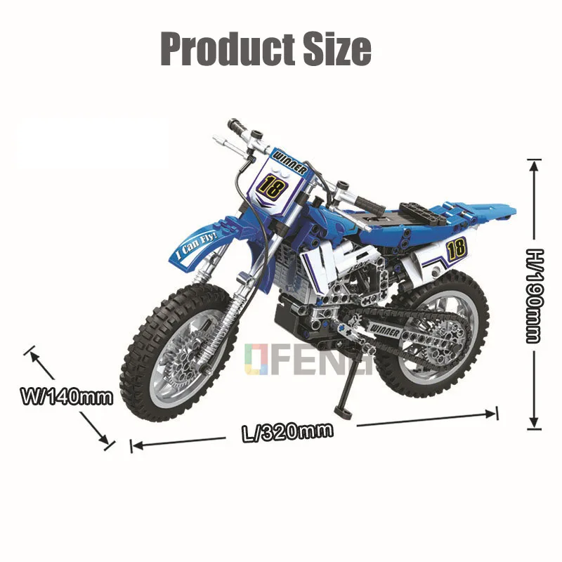 Новинка техническая серия City мотоцикл синий крест велосипед набор строительных