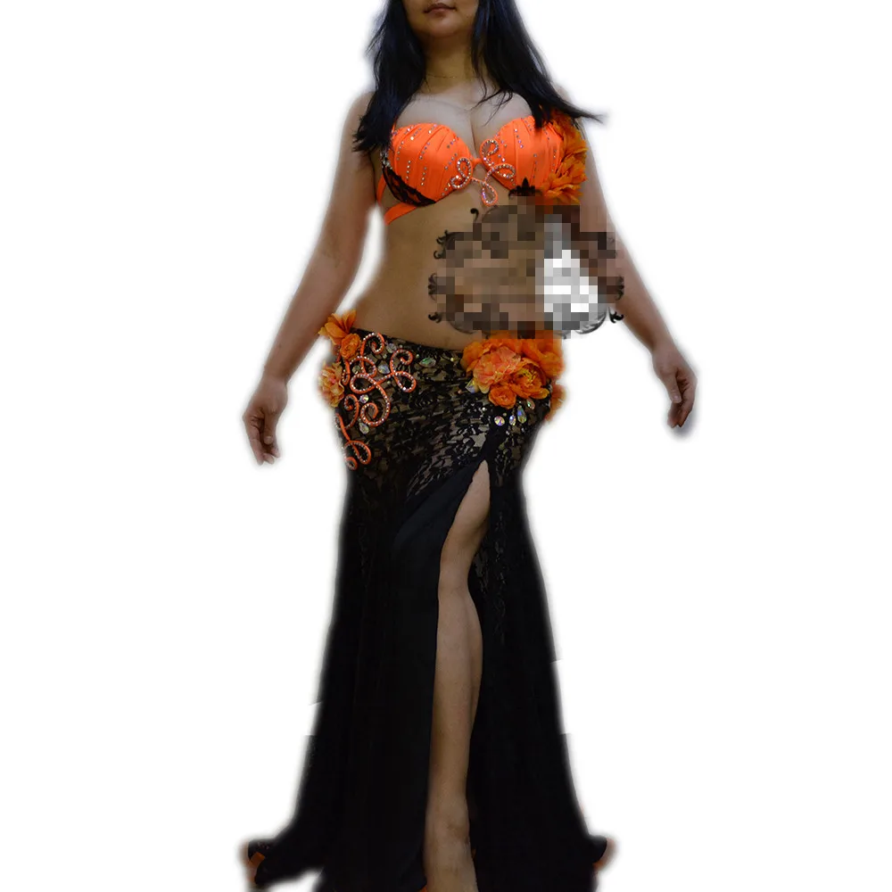 2 pieces bra skirt Танец живота Восточная Алмазная вышивка юбки бюстгальтер платье Костюм для восточных танцев Танцы Пояс для танца живота костюм набор - Цвет: 2 pieces bra skirt