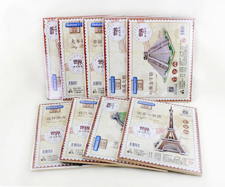 Деревянные 3D пазлы кубические деревянные строительные блоки в мире Детские