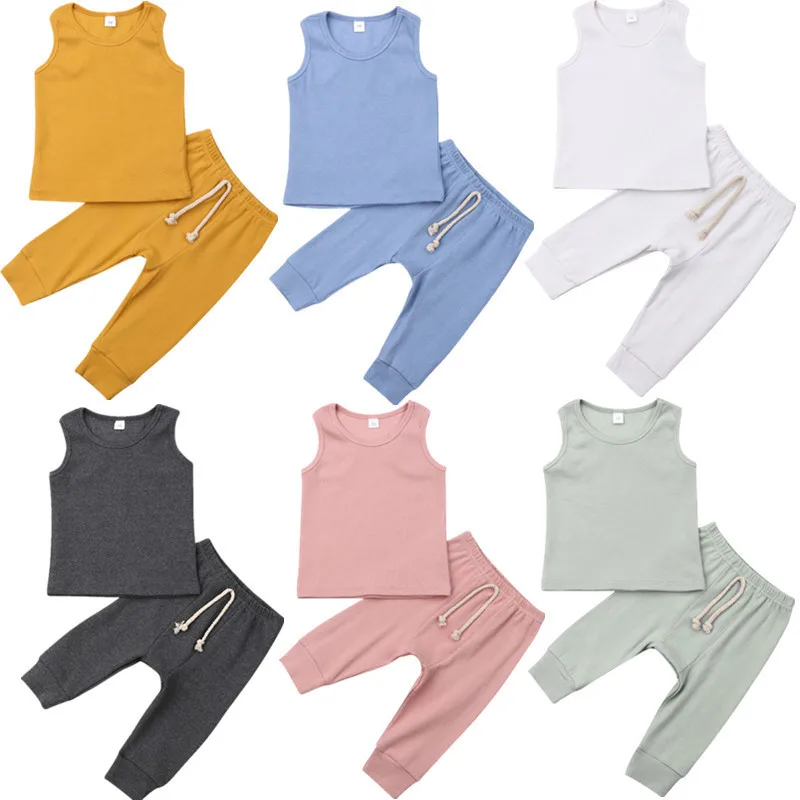 Toddler Baby Boys Clothes Set Cotton Vest Shirt Tops Long Pants Kids Boy Summer Casual Comfortable Outfits Active Clothing |