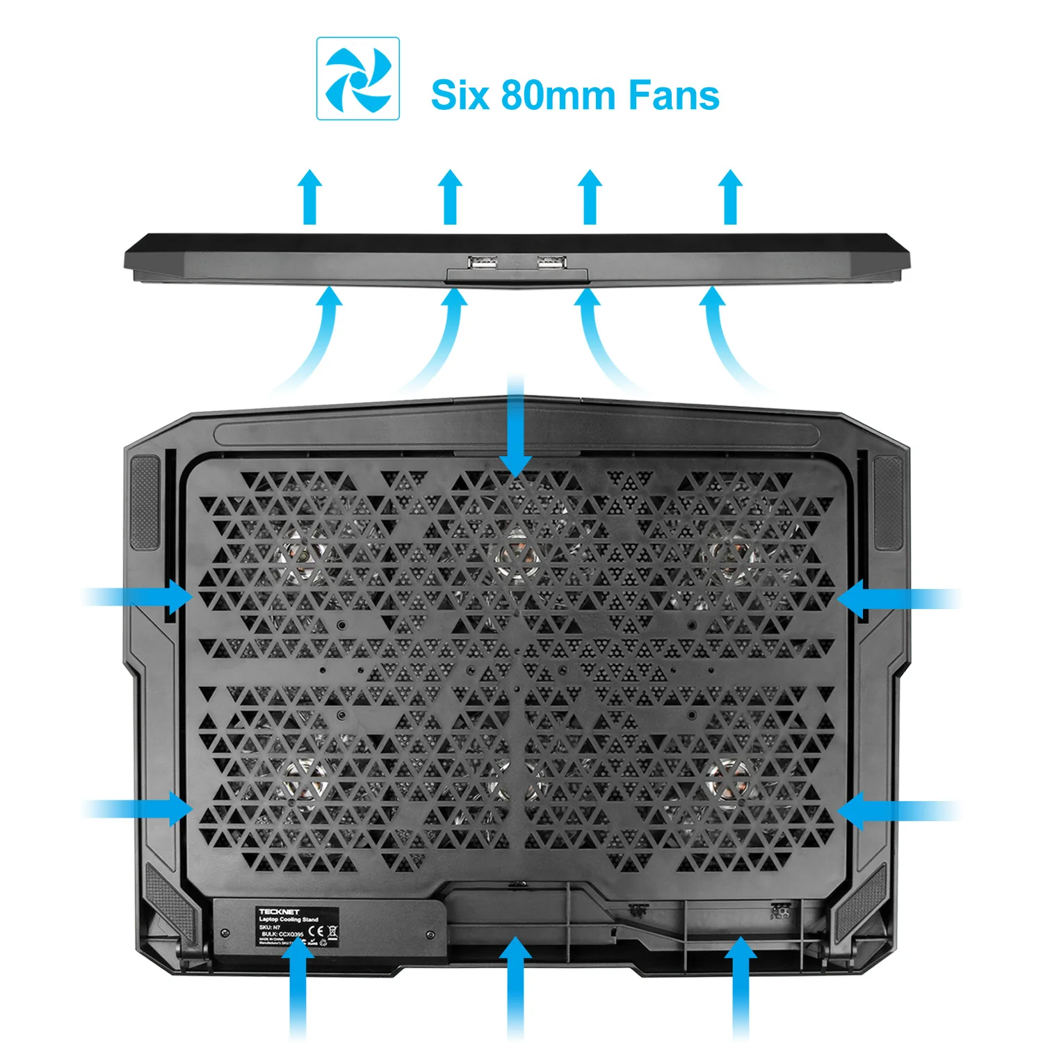 TeckNet подставка для ноутбука охлаждающая с охлаждающим вентилятором на 2000 об/мин
