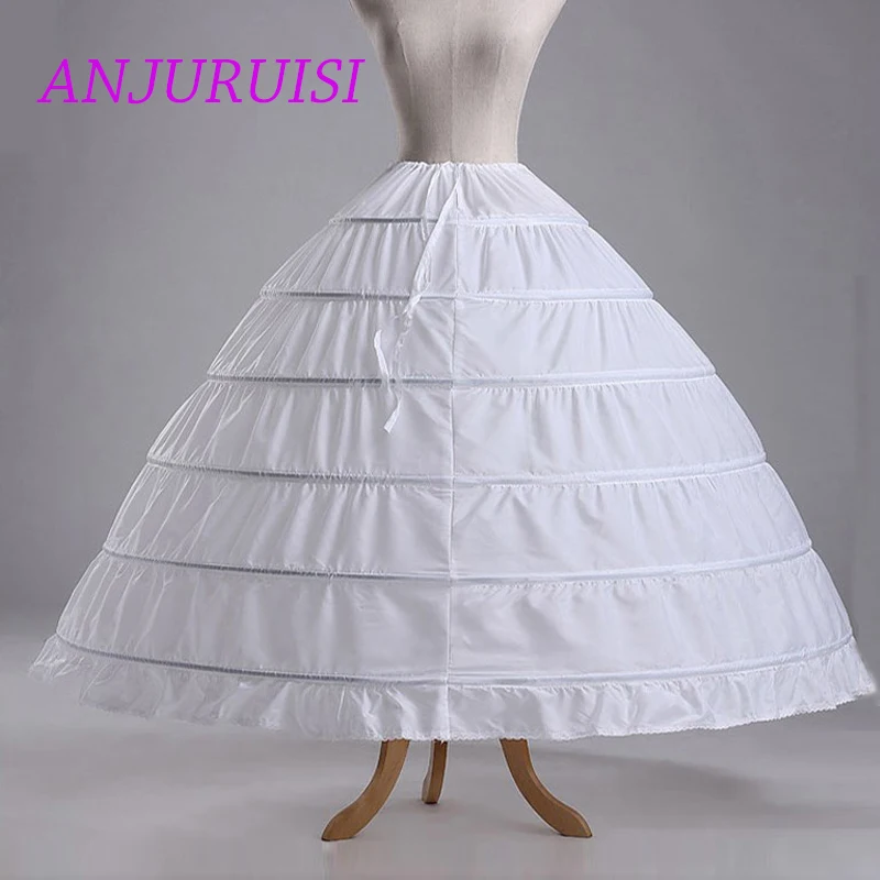 

ANJURUISI 6 Hoop Petticoat Underskirt For Ball Gown Wedding Dress 2018 110cm Diameter Underwear Crinoline Wedding Accessories