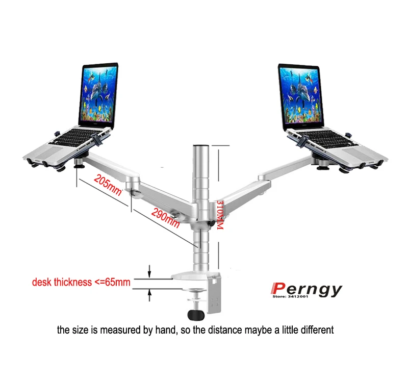 OA-12X aluminum alloy 2 In 1 Bracket adjustable Dual Arm double laptop desktop stand Holder For 10-15 inch Laptop+ 7"-10" tablet