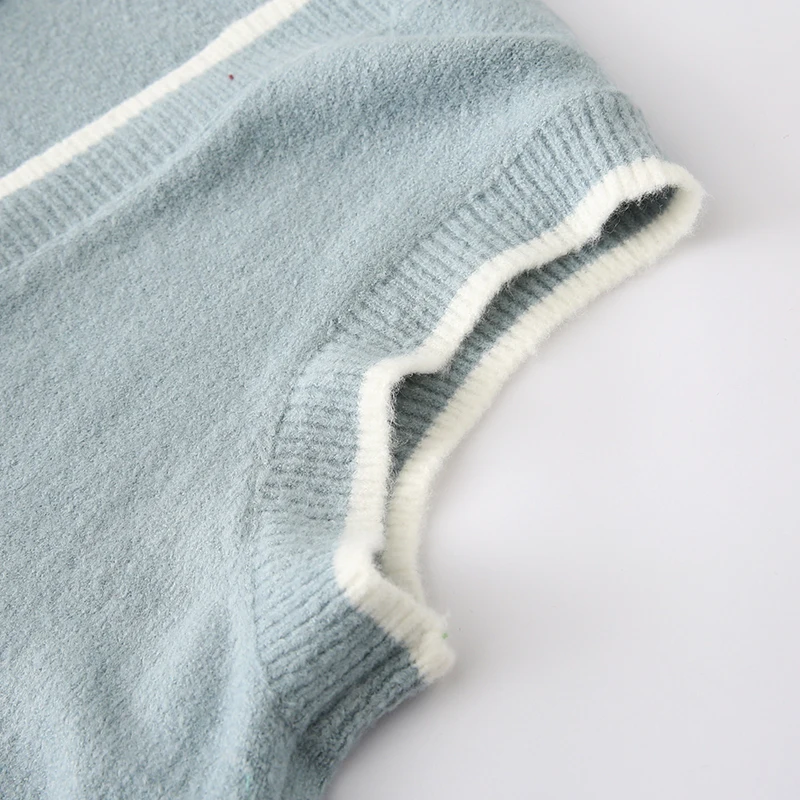 2019 консервативный стиль цветные контрастные трикотажные женские жилеты