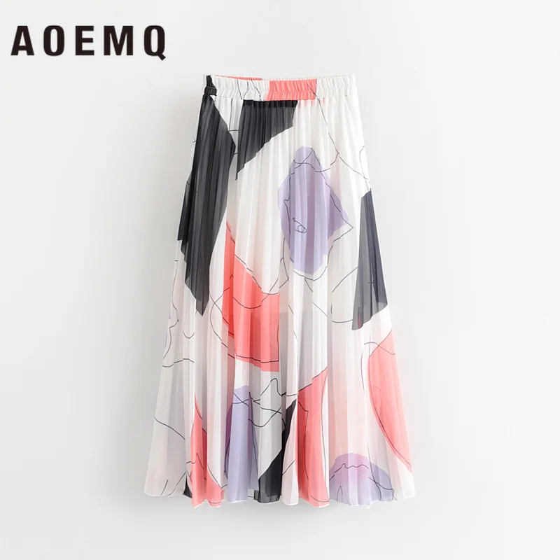 AOEMQ модные юбки Летняя Одежда богемные пляжные длинные рубашки с цветочным