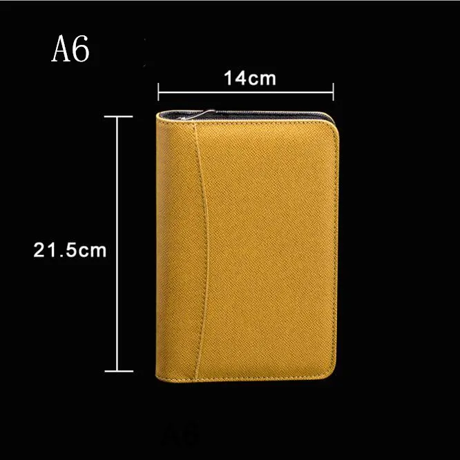 Yellow A6 1 шт., блокнот из искусственной кожи A5, A6, B5, бизнес-блокнот с отрывными листами и журналами, Padfolio с калькулятором, дневник, планировщик, заметки, канцелярские принадлежности - Цвет: Yellow A6
