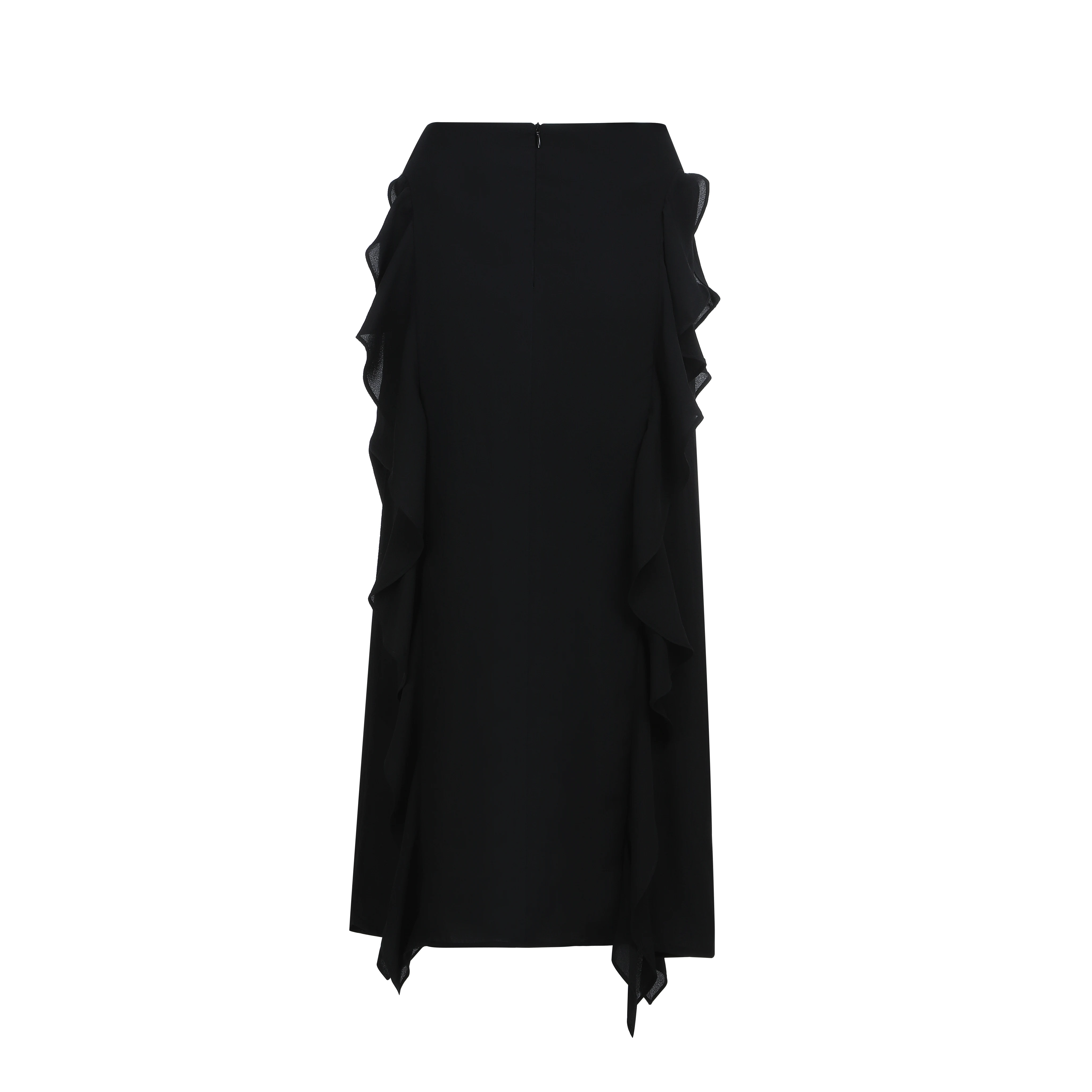 Женский комплект с юбкой миди Max Spri однотонный черный топ V-образным вырезом и