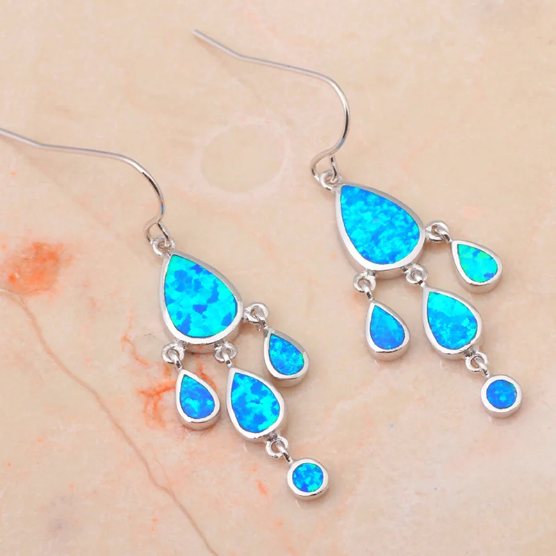 Элегантный дизайн опт и розница Синий огненный опал Серебро штампованные