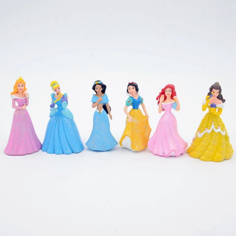 Disney 6pcs/set 8cm Cute Cartoon Princess Mermaid Snow White PVC Action Figures Collection Model Toys Dolls Best Gifts For Kids | Игрушки и