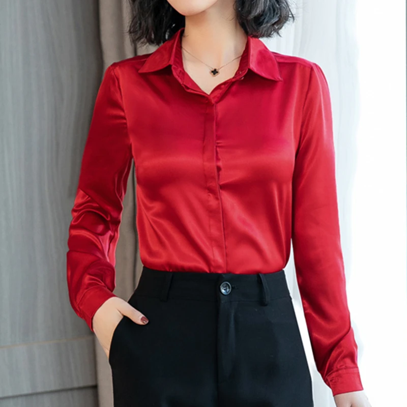 Women Silk Shirt Elegant Satin Shirts Plus Size Blusas Mujer De Moda 2019 Womens Tops and Blouses Harajuku |