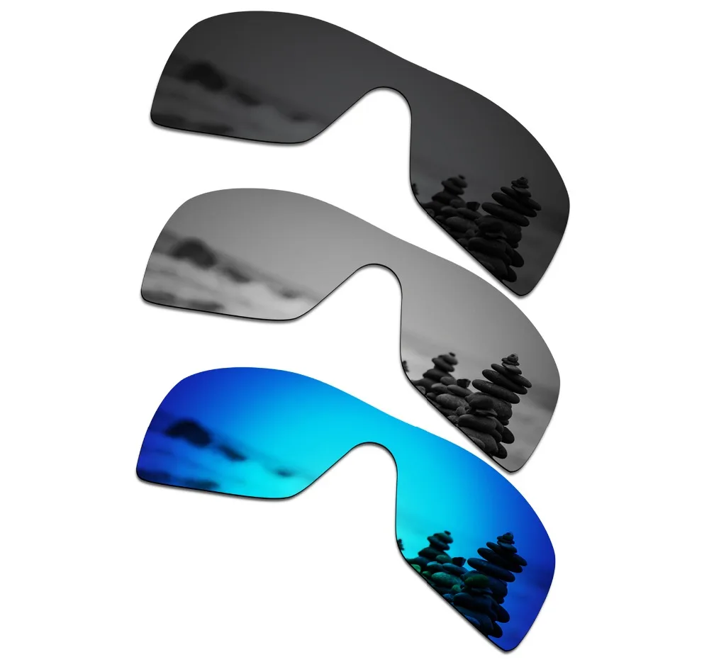 

SmartVLT 3 Pieces Polarized Sunglasses Replacement Lenses for Oakley Batwolf Stealth Black and Silver Titanium and Ice Blue