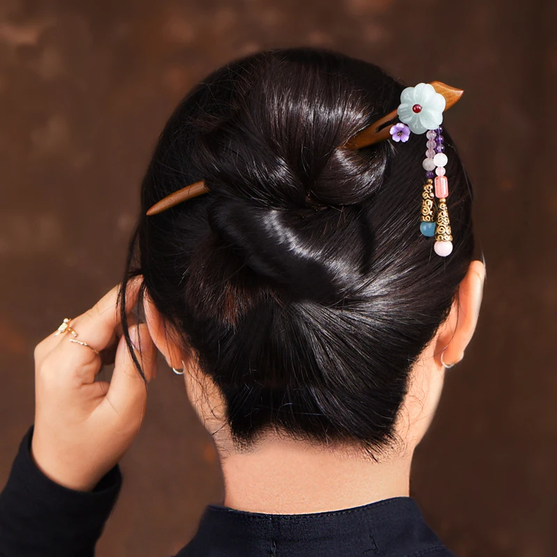 Vintage Tassel Hair Stick Ethnic Classical Red Sandalwood Sticks Chinese Style Headpiece Original Accessories Jewelry | Украшения и