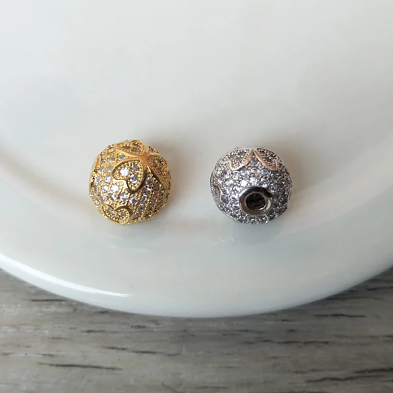 Круглые шарики с микро-разъемом 10 шт. фианитом для самостоятельного изготовления