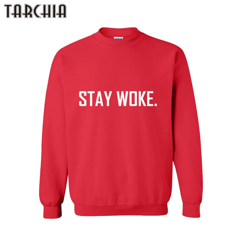 

TARCHIA STAY WOKE Letter Print Hoodies 2018 New Men Long Sleeve Hip Hop Sweatshirts Male Hombre Sportwear Hoody Tops