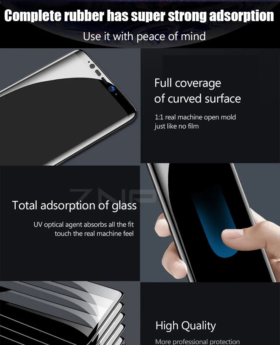 ZNP 9D полное покрытие экрана протектор Закаленное стекло на samsung Galaxy S8 S9 Plus S6 S7 Edge Note 8 9 защитное стекло пленка