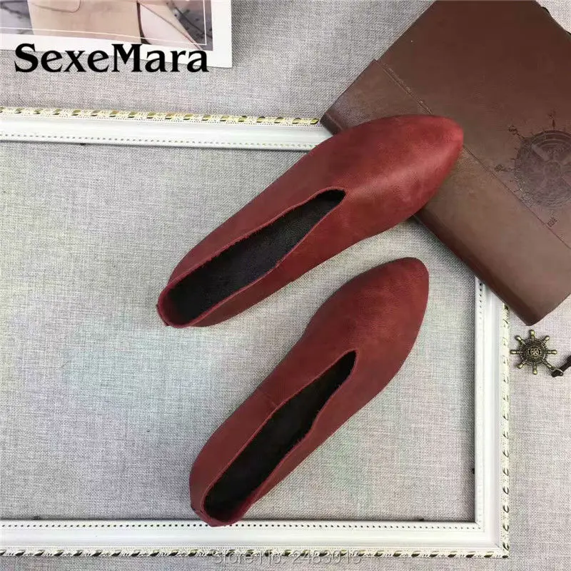 

SexeMara Fashion Women Genuine Leather Shoes soft Cowhide Female Driving Loafers Shoes female Casual Shoes size 34-40 5 Colors