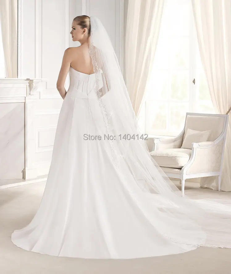 Сладость Белого Атласа Суд Поезд Без Бретелек Свадебные Платья 2017 Плюс Размер с