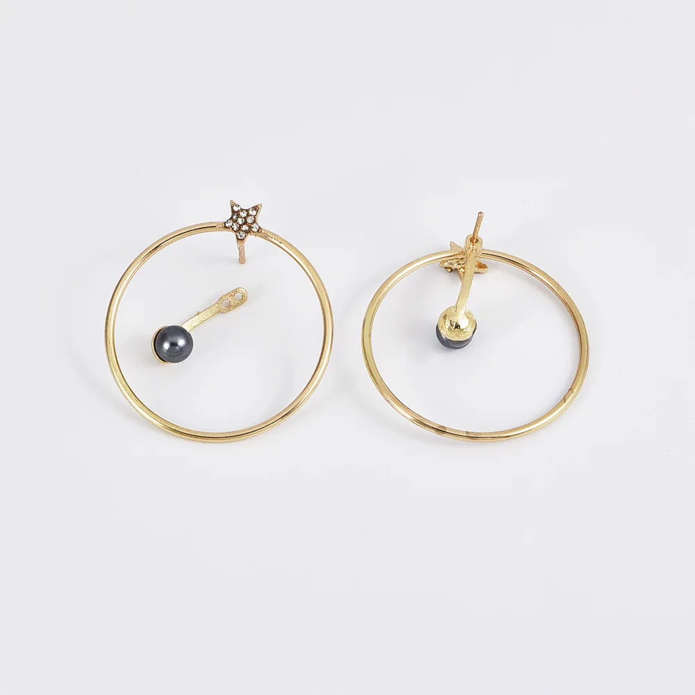 8 сезонов простые геометрические серьги-гвоздики стразы пентаграмма жемчуг круг