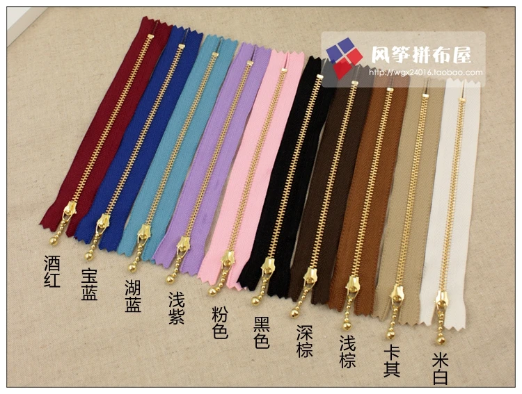 

Genuine YKK3 # metal teeth closed zipper classic water dripper [bag] gold tooth 15-45CM