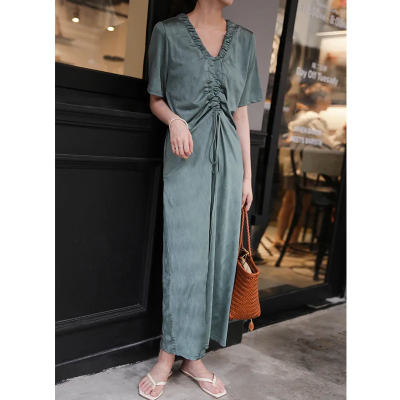 2019 Новое модное женское дизайнерское длинное платье с v образным вырезом