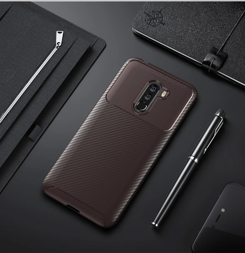 POCO F1 Phone Cover for Xiaomi POCOPHONE Carbon Fiber Case Xaomi Xiomi 1F Soft Silicone TPU Shockproof Back Shell | Мобильные