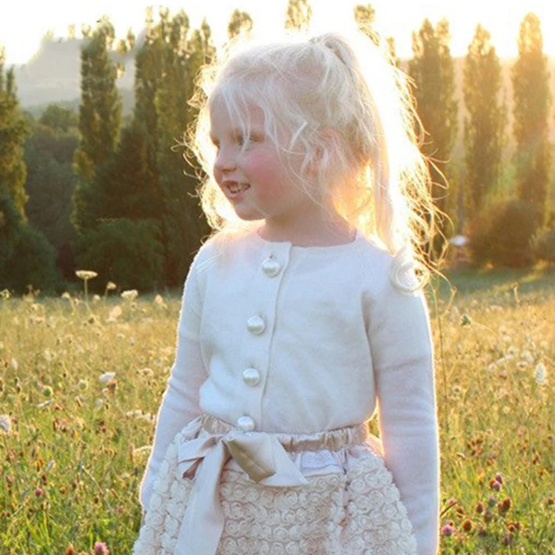 1-4T Baby Girl Cardigans Children Spring Coat Kids Girls Sweater Beading Cardigan Outerwear Jacket For Clothing | Детская одежда и