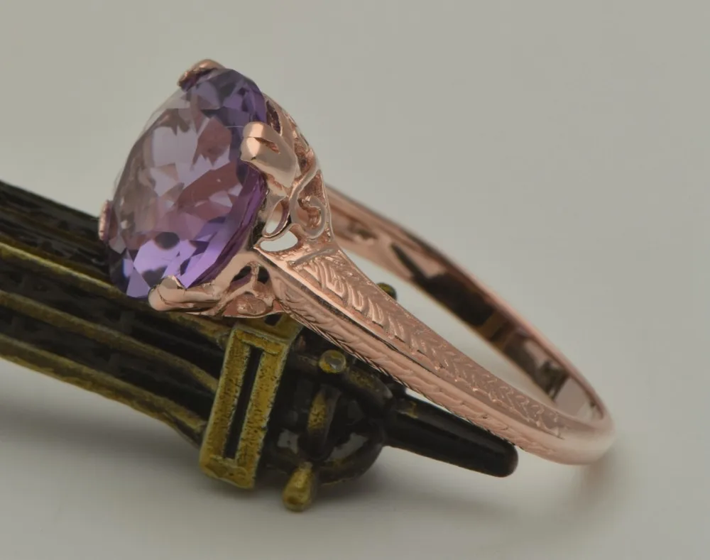 На заказ обработка Han edition благородные модные роскошные украшения для подруги 14 k роза Jin Tianran кольца с фиолетовыми кристаллами