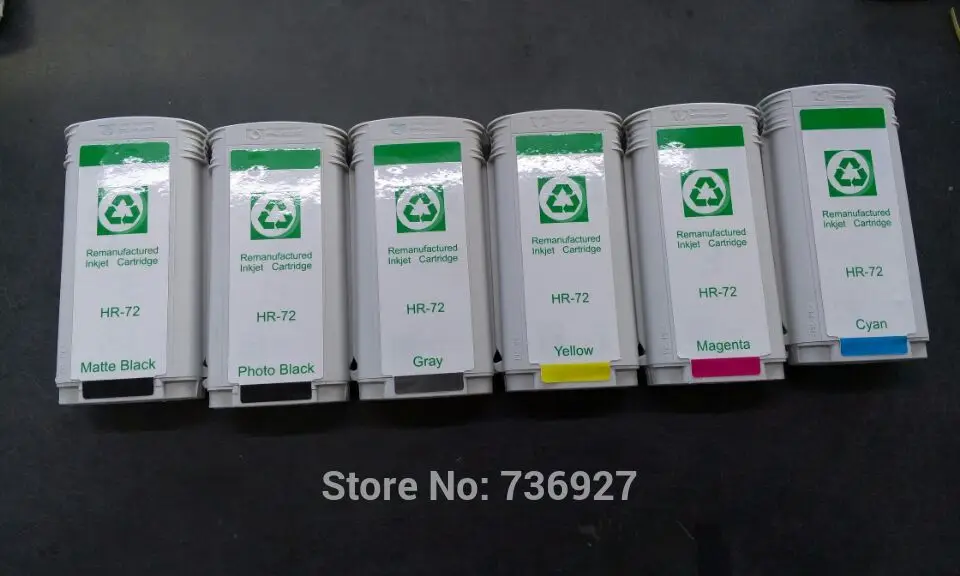 6PK совместимый чернильный картридж для hp 72 Заправляемый C9403A C9370A Designjet T1100 T1120 T1200