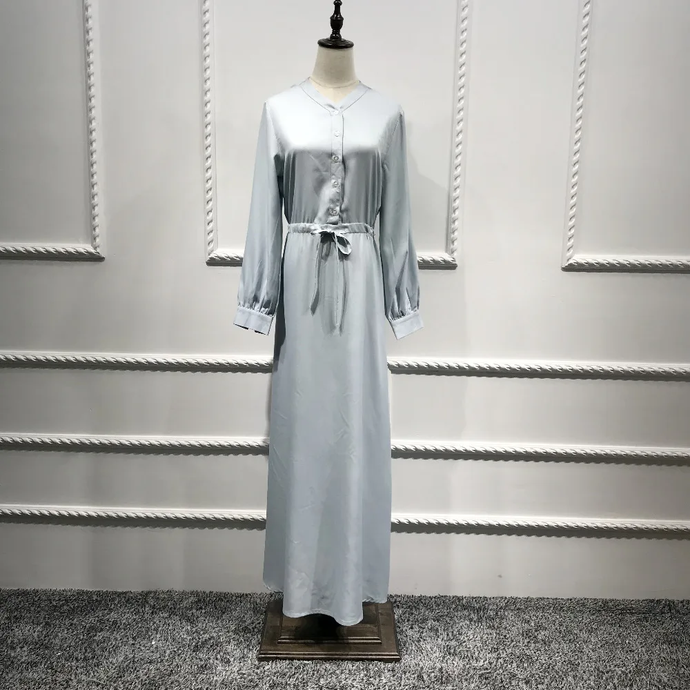 Элегантное мусульманское однобортное Макси платье Abaya простое кимоно туника