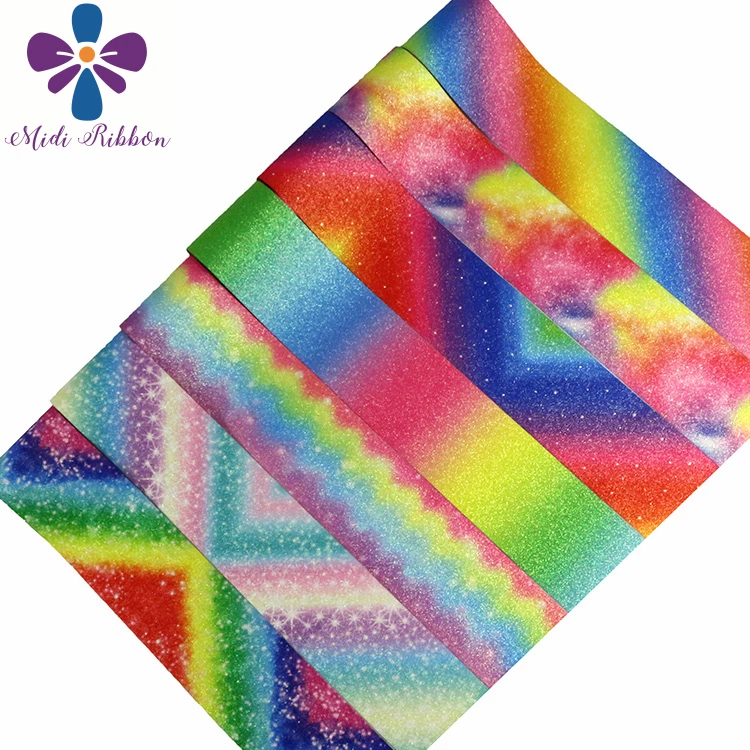 3 &quot75 мм Радужный градиент цвета волны галактика печатная блестящая кожа ткань