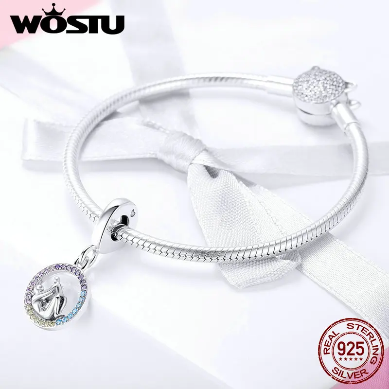 WOSTU, 925 пробы, серебряный, разноцветный, мамин, любовь, объятия, Висячие Подвески, подходят к оригинальному бренду, браслет, ожерелье, ювелирное изделие, подарок матери CQC897