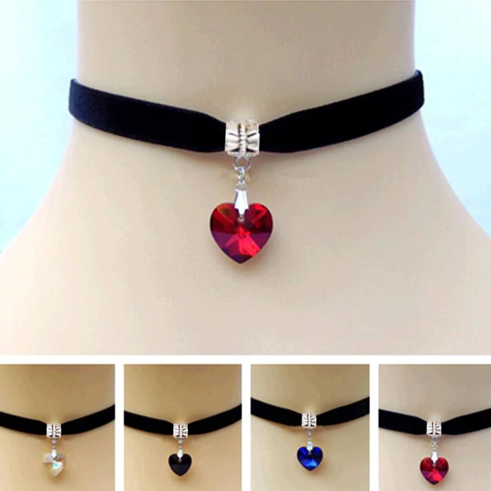 1 шт. унисекс для женщин и мужчин Lover Готический бархат сердце Кристалл колье