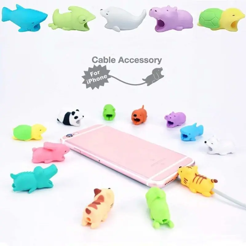 USB Cable Protector Funny Case For apple iphone se 5s 5 6s 6 7 8plus x xs max 10 Winder Bite Cover huawei p smart |