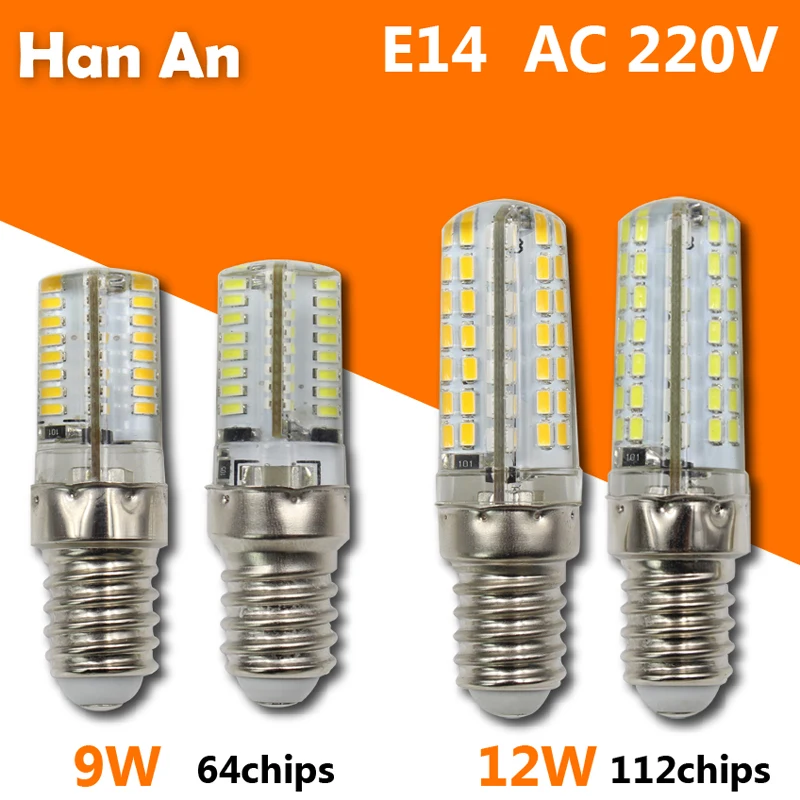 SMD 3014 E14 светодиодный кукурузы световая лампа COB 220 V 64 s 112 прожекторы точечной