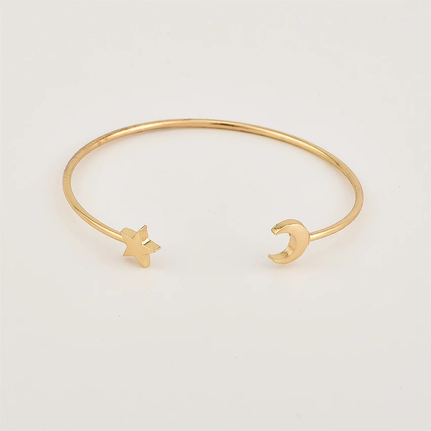 Простой Moon Star браслет для женщин с бантами Femme браслеты жёсткий feminina pulseras mujer