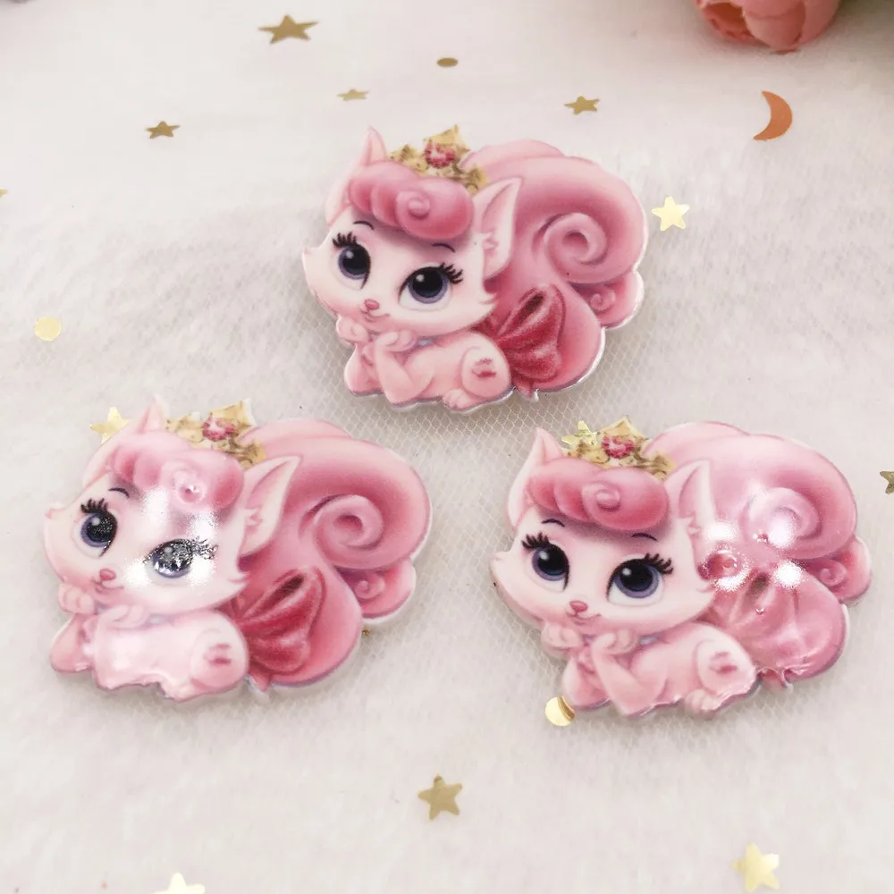 

Kawaii Colorful cute Pink cat Flat back Acrylic sheet Miniature pattern applique DIY Decor home Craft christmas figurines OF688