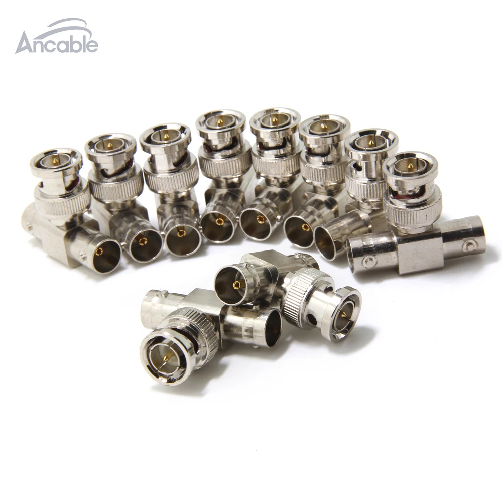 

Ancable 10-Pack BNC Male to Dual BNC Female Plug T-Shape RF Coaxial 3 Way Splitter Adapter for Security CCTV DVR Camera System