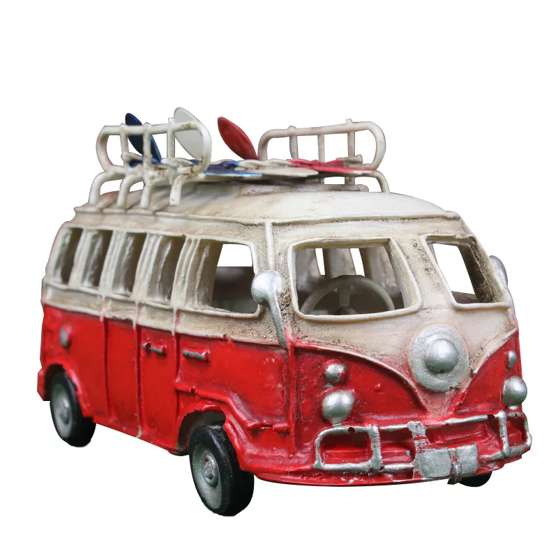 Красный Vintage Home Decor Handmade Car Model Creative Resin Decoration Crafts Figurines Miniatures Desktop Home Decoration Accessories - Цвет: Красный