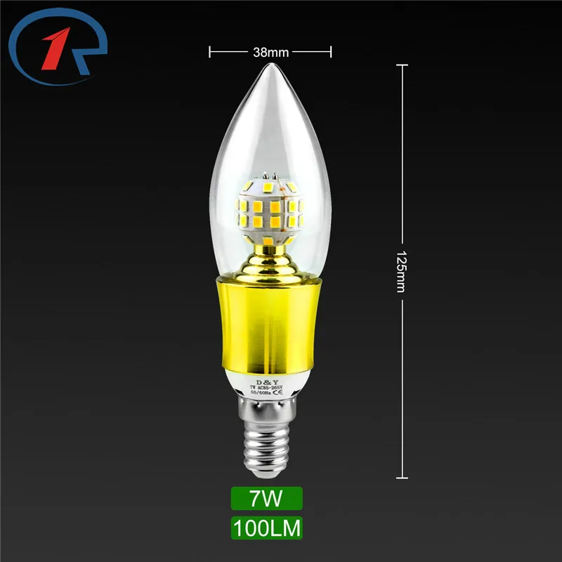 ZjRight E14 Светодиодный ная энергосберегающая лампа 5 Вт 7 9 15 с золотым покрытием|bulb