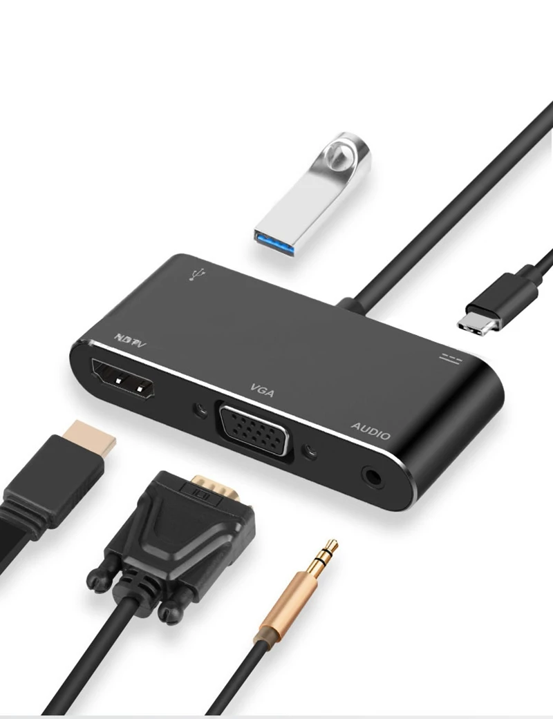 Тип C к HDMI VGA ТВ USB 3,0 аудио адаптер для MacBook samsung Galaxy S9/S8 Note 8/9 huawei mate 10 20 P30 Pro LG G5 к ТВ HD tv