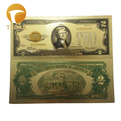1928 year 2 USD 10 шт./лот Золотая банкнота США 1 миллион долларов банкноты в 24K позолоченные цветные для коллекционного подарка - Цвет: 1928 year 2 USD