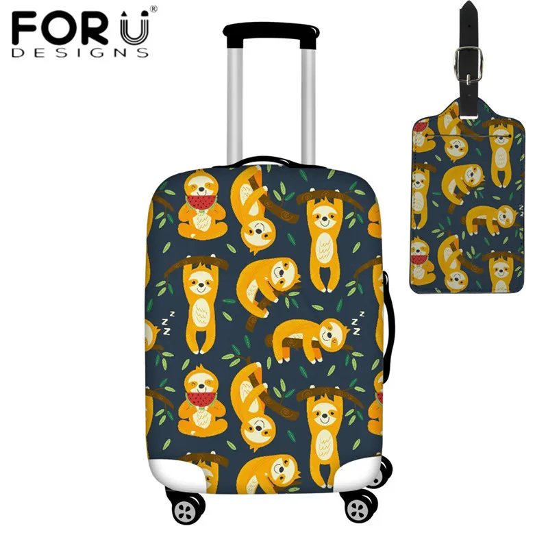 FORUDESIGNS/эластичный плотный чехол для костюма, чехол с рисунком Ленивца, милые Защитные чехлы для багажа, для 18-32 дюймов, чехол PU, багажная бирка - Цвет: HX573-2 pieces