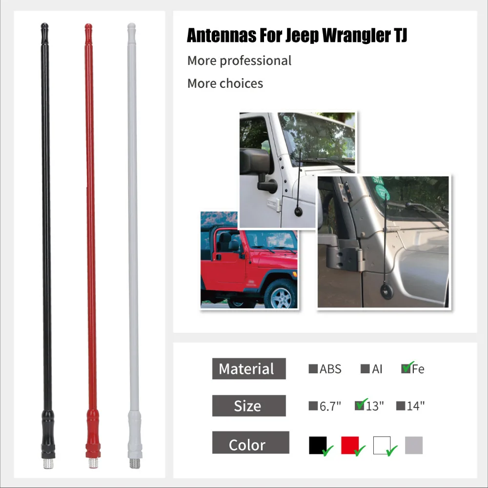 Сменная антенна 13 &quotдля Jeep TJ внешняя для автомобиля усилитель сигнала Wrangler